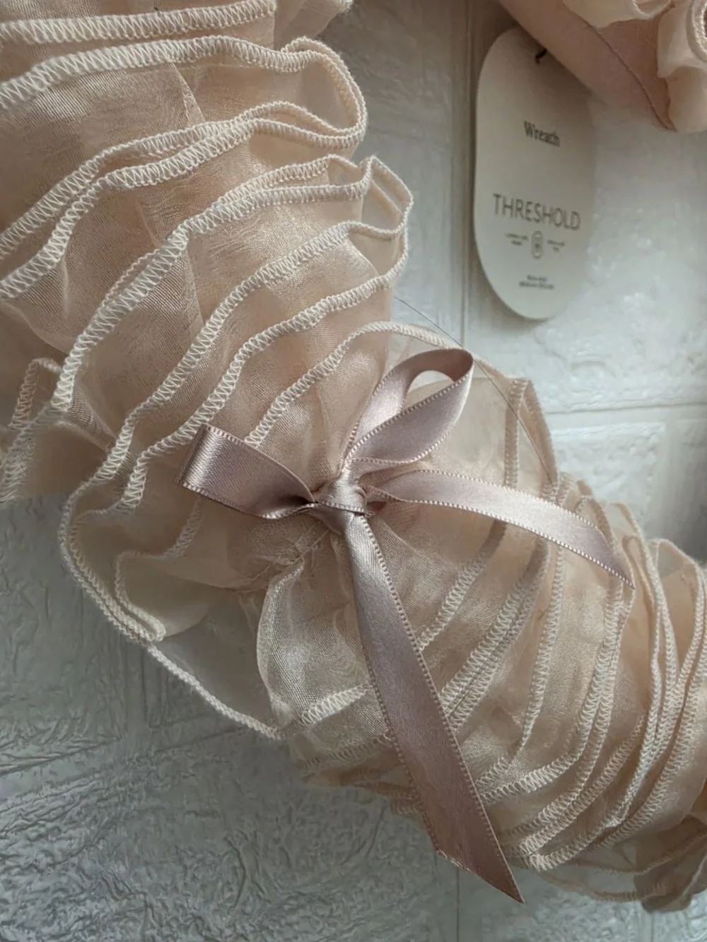 New Valentine's Day Blush Pink Heart Wreath Lace Ribbon, by Threshold 14